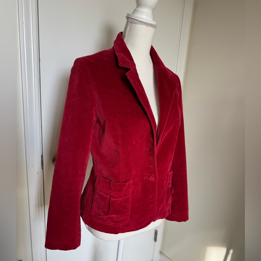 90s Y2K Priority Vintage-inspired crimson red velvet blazer Size M